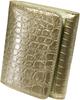 Bercute Gold Crocodile Tri-fold Wallet for Men and Women, Mini Wallet, Slim Wallet, Compact Wallet, Small Wallet, Foldable, Genuine Leather,