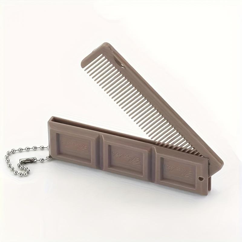 1 Stück Schokoladenförmiger Faltkamm mit Spiegel - Langlebiger ABS-Kunststoff, Kompakt & Tragbar für Studenten, Reisen, Partys