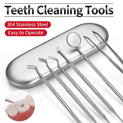 Stainless Steel Dental Cleaning Tools Set, Portable Reusable Metal Toothpick Kit, Oral Hygiene Cleaning Tools for Daily Mouth Care