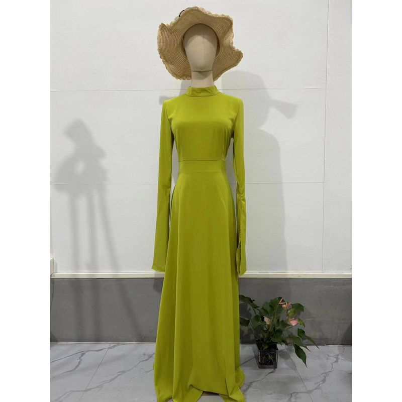

Fashion Wind Lotus Leaf Sleeve Half Turtleneck Dress Solid Color Lotus Leaf Sleep Dress Image color 2XL