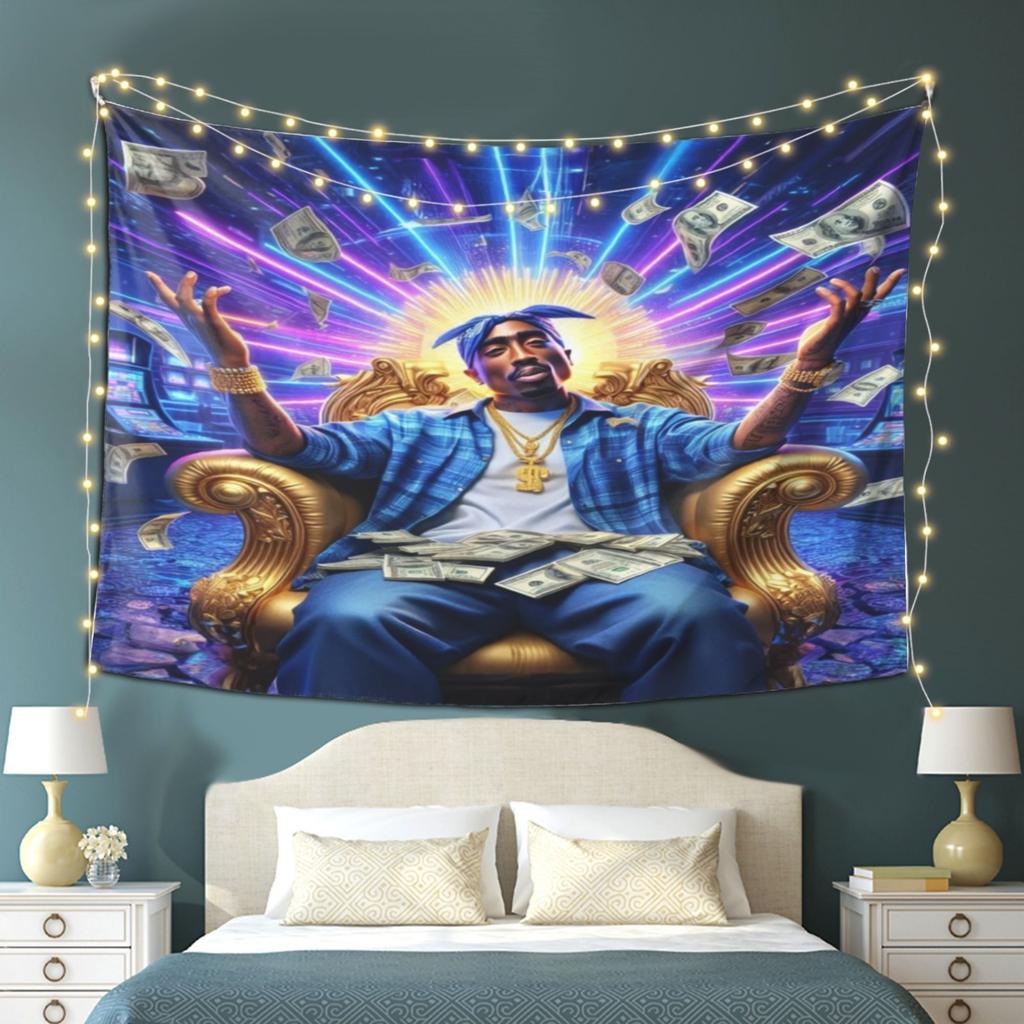 Rap Legend Tapestry  Celebrating Iconic Hip Hop Culture with Vibrant Artworks  Perfect for Home Decor Adding Urban Style