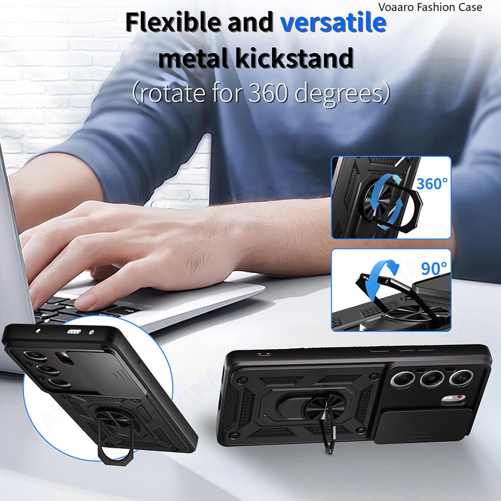 Slide Lens Armor Funda for Tecno Camon 40 Pro 4G Case for Tecno Camon 30 Premier 5G 30S Pro 4G Magnetic Ring Stand Cover