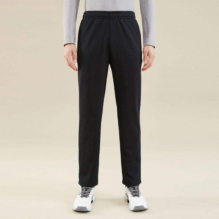 Anta Training Series Solid Color Mid Waist Straight Leg Fleece Casual Pants Men Bottoms Basic-Black 152347309-1