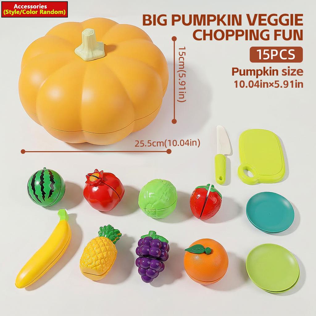 Kids's Kitchen Toy Set Simulated Fun Fruit Cutting Seafood Set Pumpkin Storage Box Detachable Large Capacity Halloween Gifts