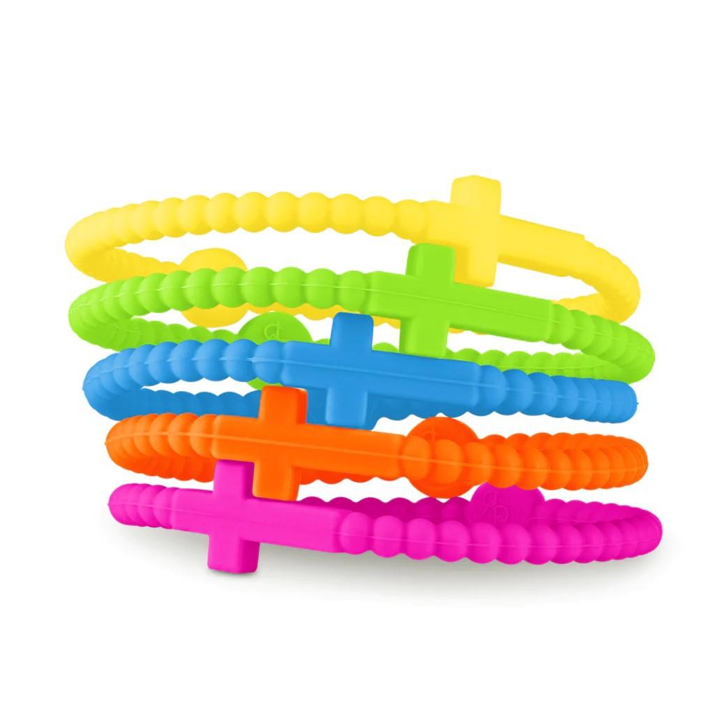 5pcs Candy Color Jesus Bracelets Set for Women Men Simple Colorful Silicone Cross Thin Bracelets Friendship Party Jewelry Gifts