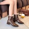 Vintage Pointed Toe Thick Heel Women Ankle Boots Female Concise Slim Short Booties Spring Autumn Concise Zapatos De Mujer