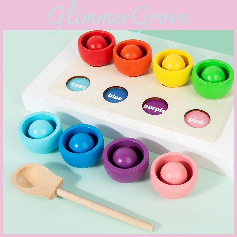 Wooden Counting Balls And Cups Educational Toy For Early Learning And Color Matching