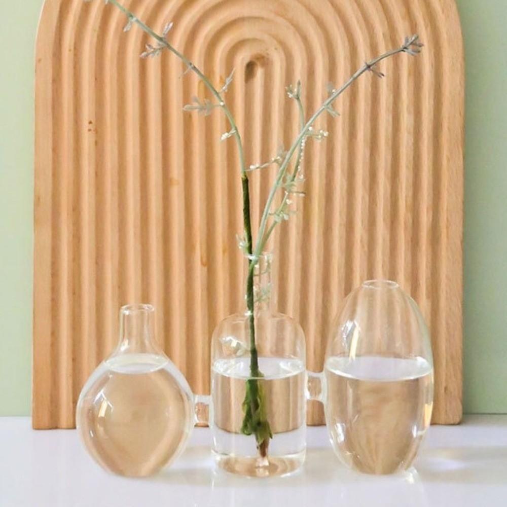 Transparent Glass Vase Triple Connected Plant Terrarium Clear Flower Vases Indoor Propagation