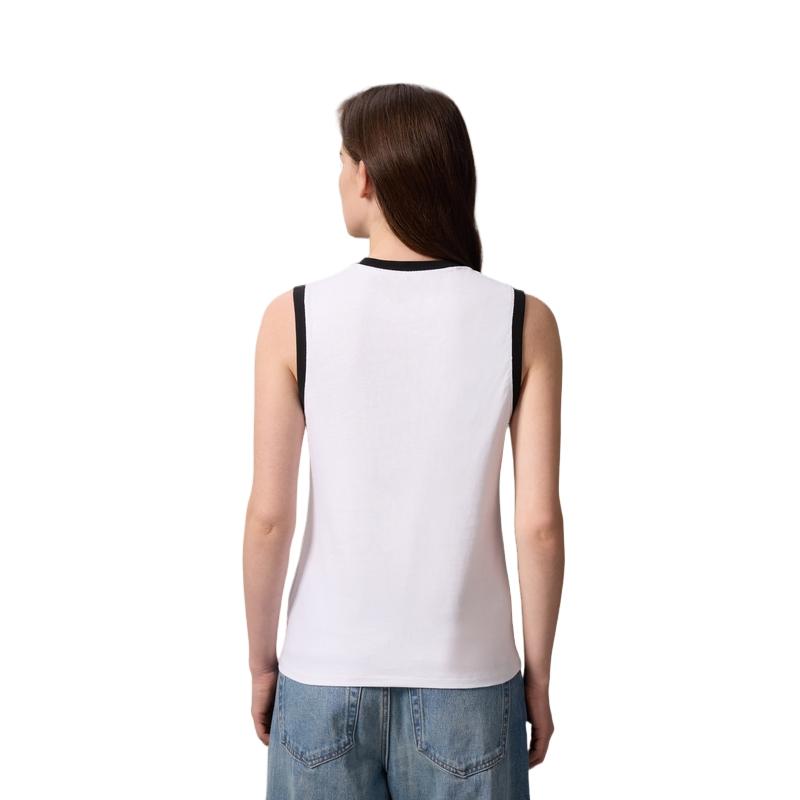 Calvin Klein Casual Cotton Color Block Sleeveless T-Shirt Women tops Moonlight-White 47B850G