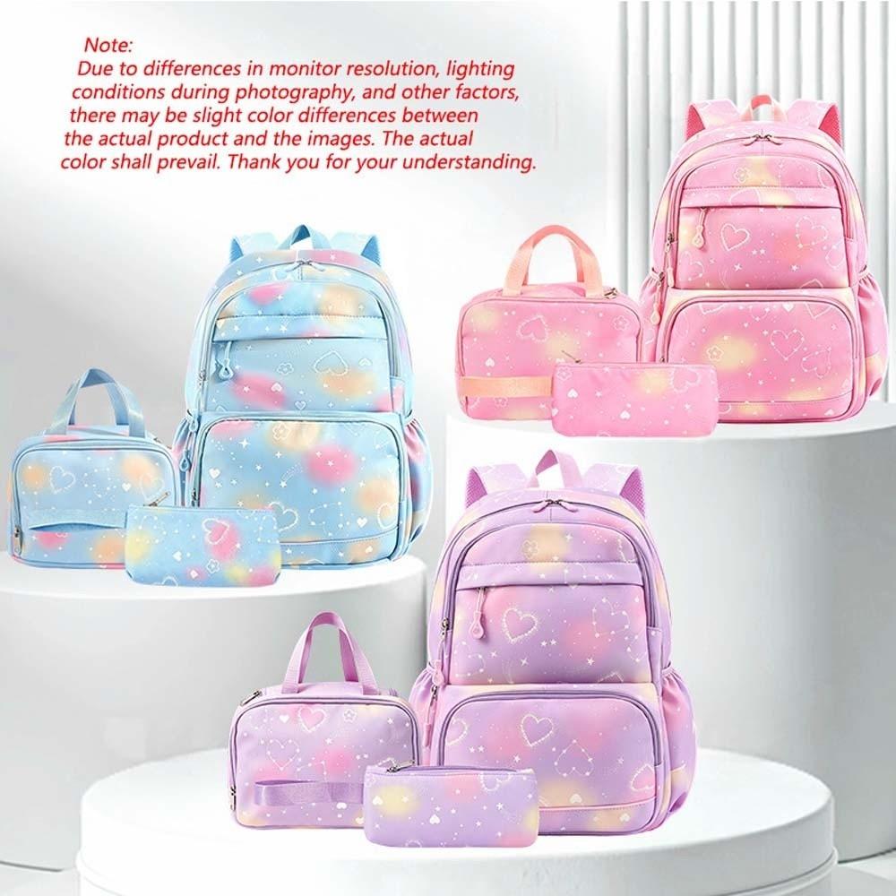 Daypack Three-piece School Bag Set Large Capacity Students School Bag Nylon Backpack Outdoor