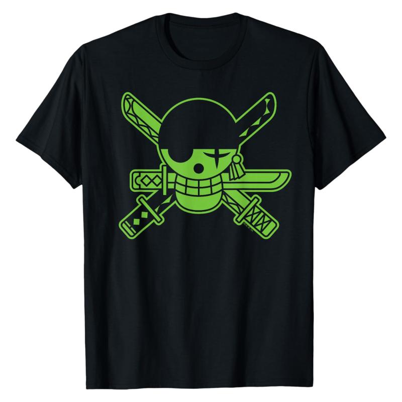 

Roronoa Zoro Jolly Roger One Piece TShirt Pirate Logo Graphic Print Cotton Crew Neck High Quality Casual Daily Wear Street Tops S