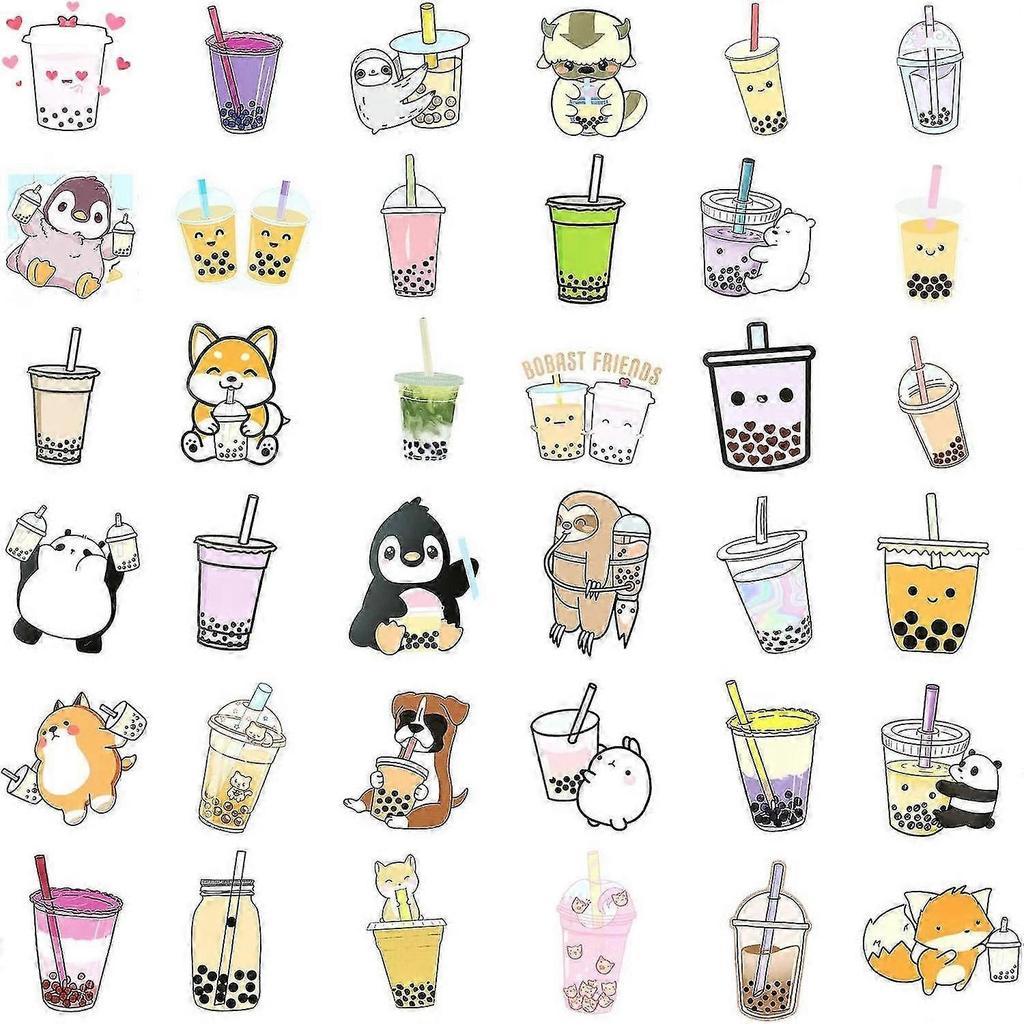 Pack of 100 Boba Stickers,Cute Bubble Tea Stickers, Vinyl Boba Tea Stickers, Milk Stickers