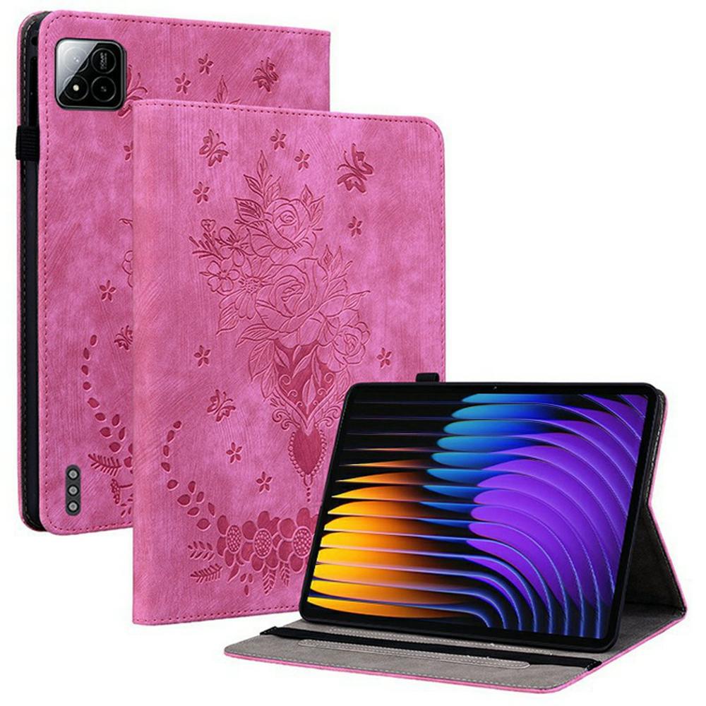 For Xiaomi Poco Pad X1/Pad 8 Pro/Pad 8/Pad 7 Pro/Pad 7 Case Card Holder Anti-Scratch Leather Cover Rose Flower Imprint