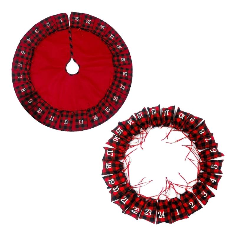 Christmas Tree Skirt Foot Carpet Base Cover with 24 Day Countdown Home Mall Family Gatherings Festive Holiday Decoration