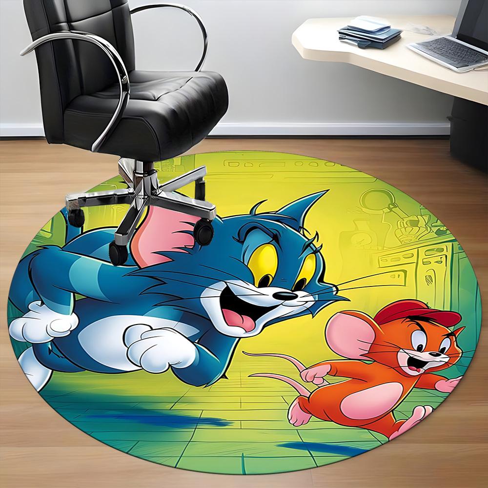 1 Stück Tom und Jerry Büro Runder Teppich, Schlafzimmer Wohnzimmer Heimdeko, Zimmerdeko, Offic a1016118