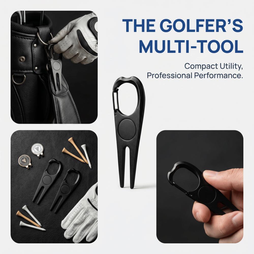 2PCS Foldable Design Golf Divot Tool Aluminum Alloy Shell Golf Fork Golf Course Care
