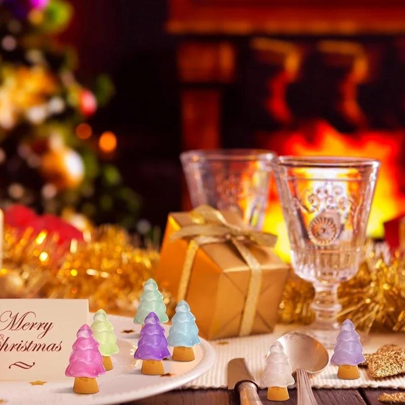 50Pcs Luminous Christmas Tree Ornament Plants Micro Landscape Figure Glowing Miniature Statue Potted Mini Garden Accessories