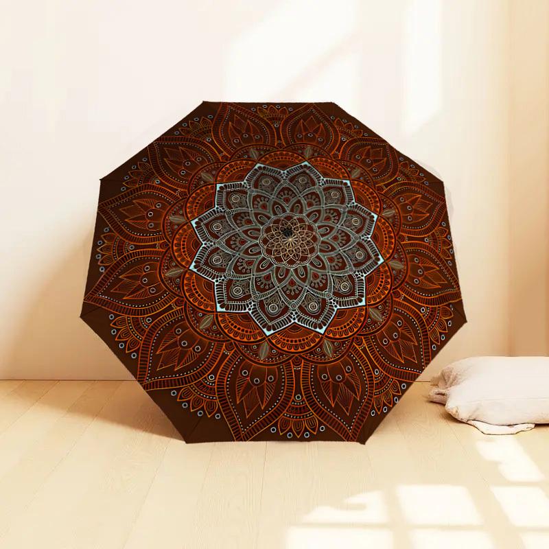 

1pc Mandala, Ornament Print Umbrella -Home Travel Portable Outdoor accessories, Multi-functional Umbrella with Cute pattern Um (as the picture,Iron&8K)