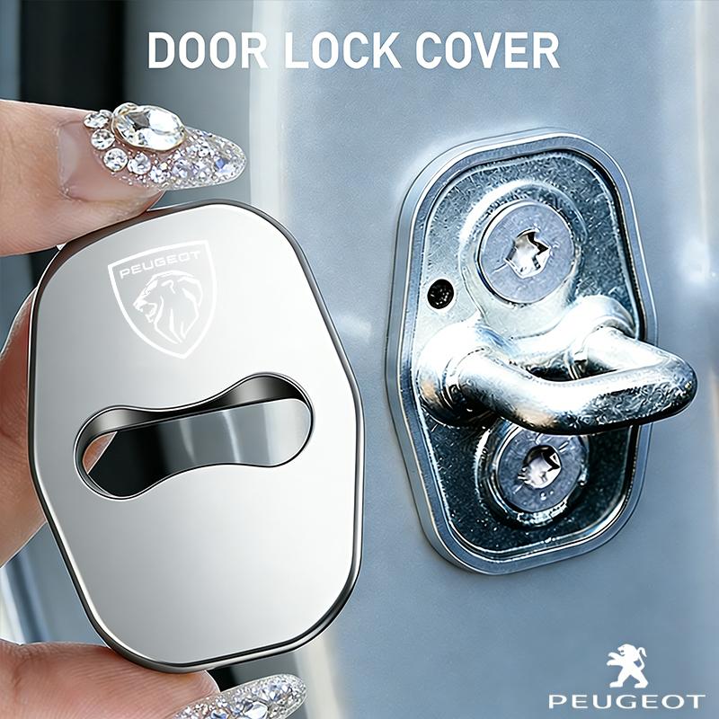 4Pcs Car Door Lock Cover Stainless Steel Protection Accessories For Peugeot 308 206 207 408 208 407 508 107 301 307 406 807 607