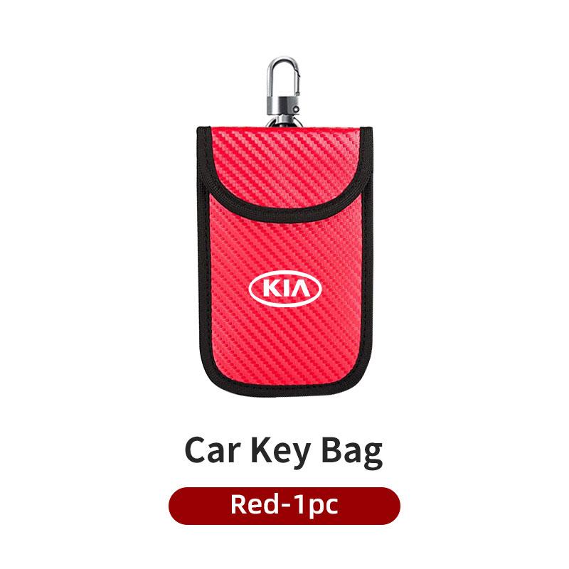 AEK4   Portable Leather Car Key Protective Case Key Organizer Bag Badge Accessories For KIA K5 K2 Rio Optima Sportage Venga Sorento