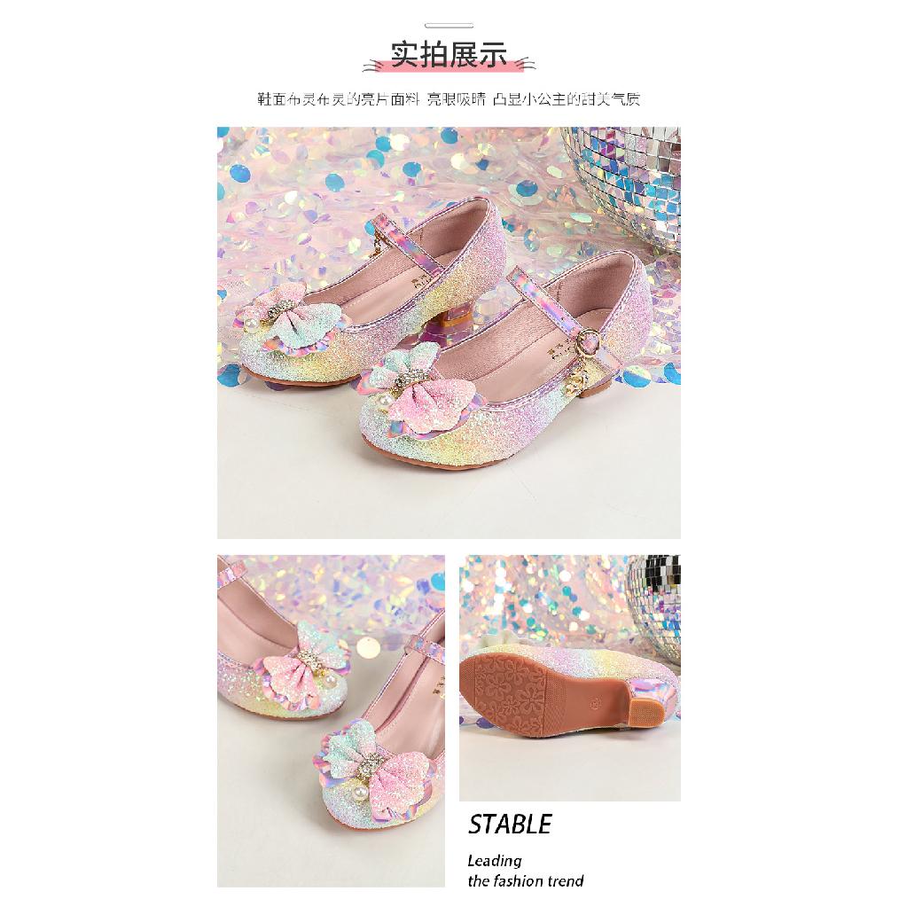 Super Fairy Girls' Leather Shoes Fashionable Gorgeous Gradient Color Princess Shoes British Princess Style Crystal Shoes Gradient Girls' Shoes