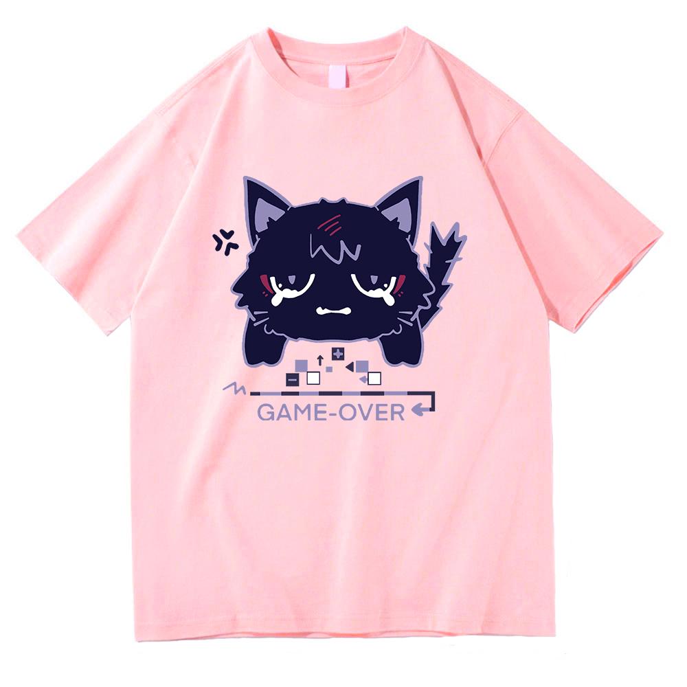 Genshin Impact Scaramouche Cat T Shirt Cute Fashion Men Aesthetic Graphic Wanderer Tshirt Unisex High Quality Cotton Tees Korea