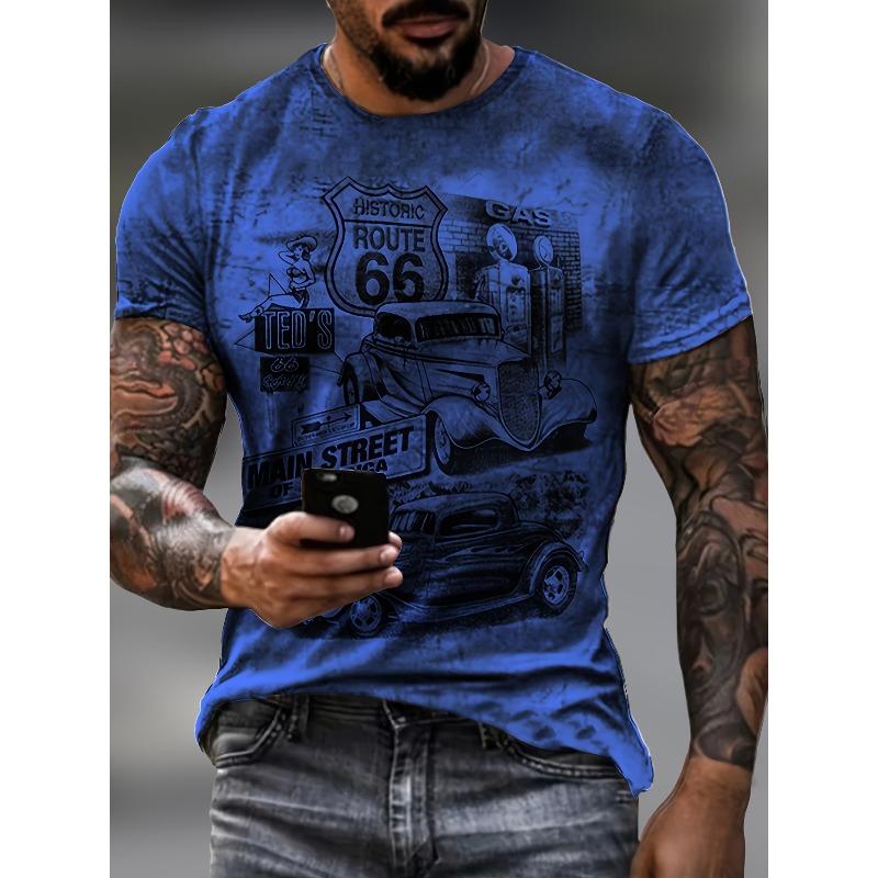 ETST48 Bedrukt Heren T-shirt met Korte Mouwen - Zacht Ademend Comfort voor Dagelijks Gebruik 3XL