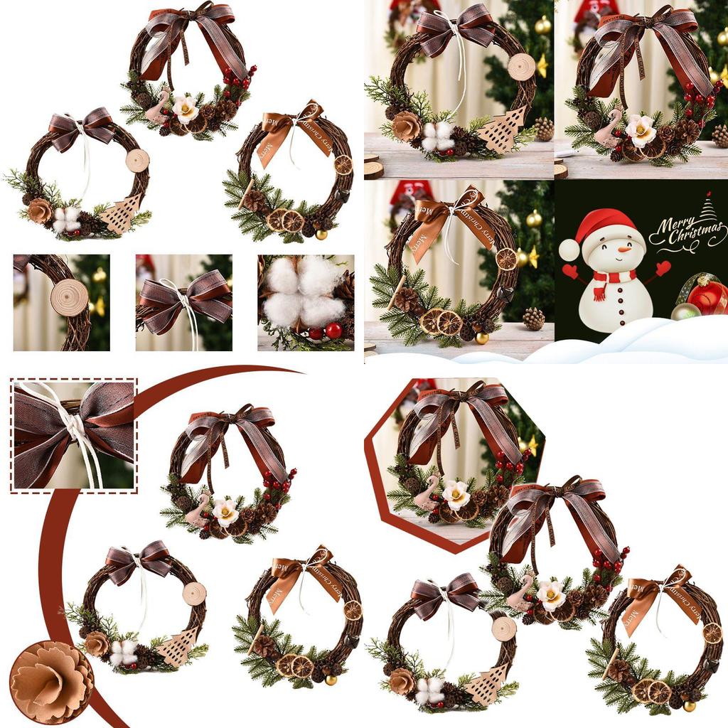 Stunning Christmas Rattan Wreath Garland For Front Door And Wall Decor With Pinecones