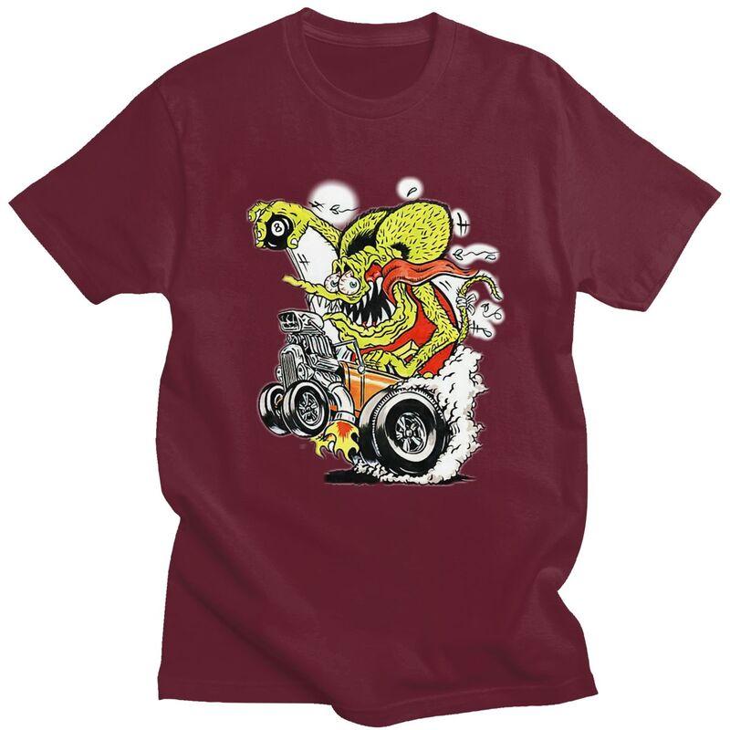 Custom Trendy Anime Cartoon Rat Fink T Shirt Men Short Sleeve Pure Cotton Tshirt Leisure Tee Tops Fashion Tshirts