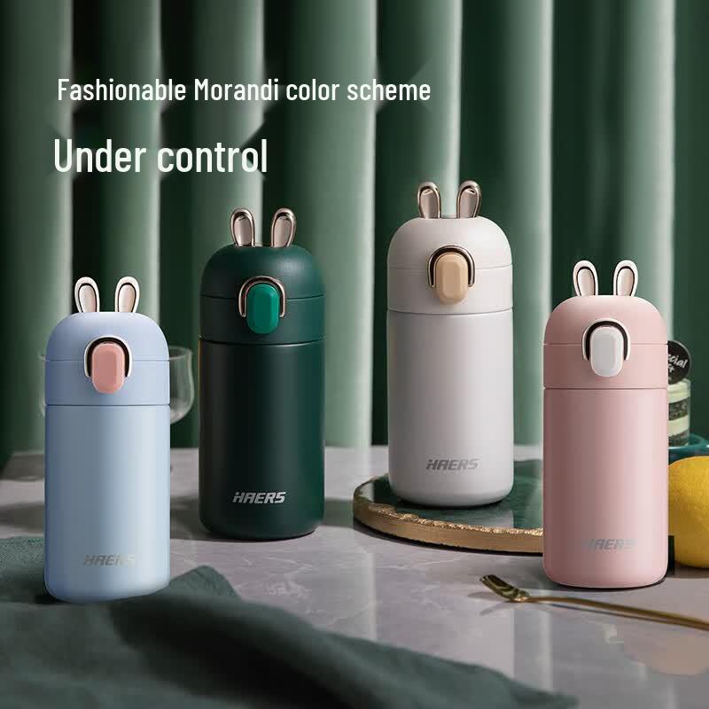 HAERS 260mL Portable Stainless Steel Pop-Up Thermos