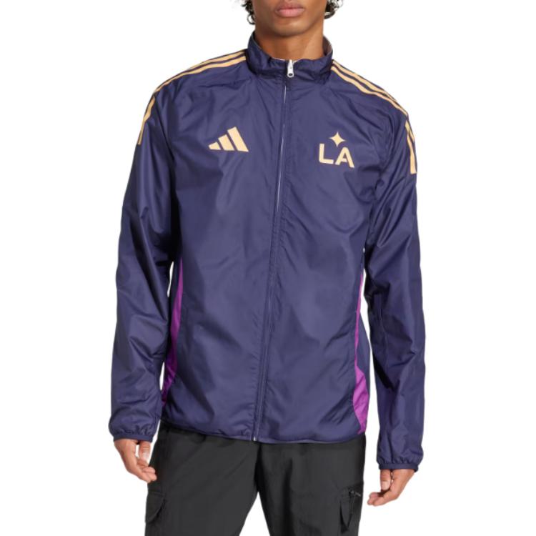 Adidas Los Angeles Galaxy 25-26 Anthem Retro Color Block Striped Reversible Jacket Men jackets White JE5636