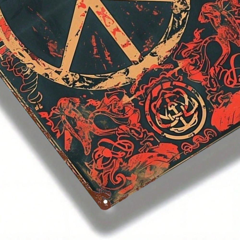 1pc Red Peace Symbol Metal Sign, Vintage Iron Wall Decor, 2D Flat Painting Hanging Sign for Home Bar Restaurant