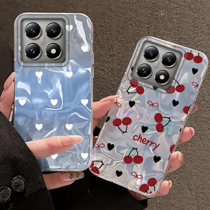 Summer Heart Cherry Girls Water Texture Phone Case For Xiaomi 14T 13T Pro 14Tpro 11 Lite 5G NE Silicone Shockproof Fundas Cover