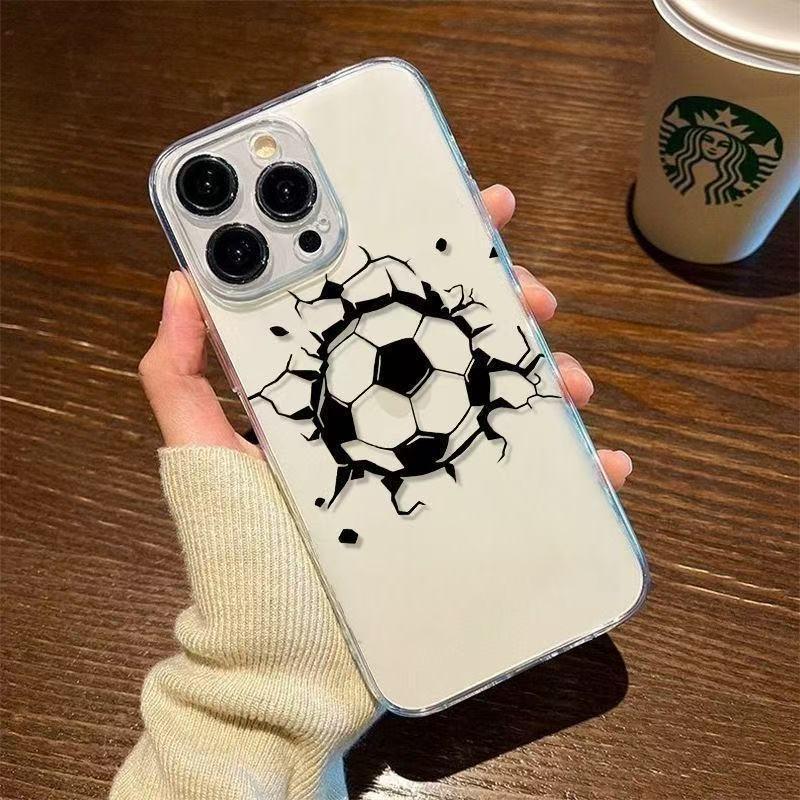 Silver European Style Football Phone Case for Apple 16 Pro Max/15 Plus/13/12/11