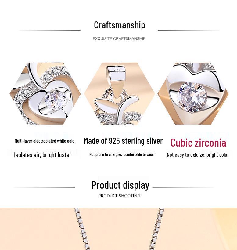 Korean Style Sterling Silver Apple Pendant with Diamonds - Fresh Fruit Christmas Jewelry