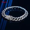 Smyoue 10mm All Zircon Cuban Bracelet for Men Women Hip Hop High Carbon Diamond Chain 100% 925  Silver Bangle 16-23cm