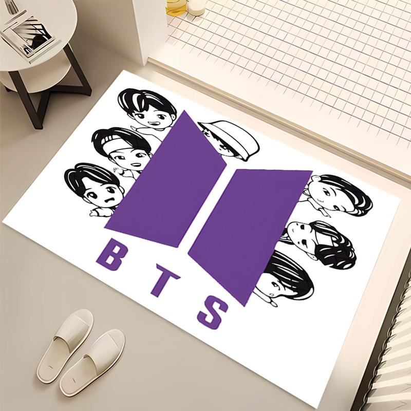 1pc BTS logo Print Area Rug - Soft, Washable Non-Slip Indoor Mat, Living Room, Home Office Decorative Rug,Office Decorative