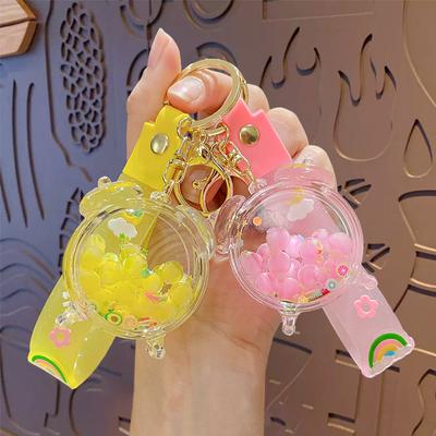 Creative Cartoon Alarm Clock Oil Keychain Pendant Couple Schoolbag Pendant Car Key Chain Creative Gift