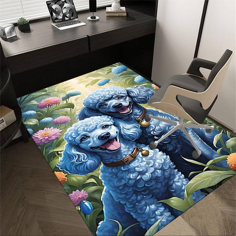 

1PC Poodles Flowers Non-Slip Floor Carpet Compatible for Office&Living Room&Dining room - Flat-Weave Machine- Soft & Pattern-E313 60cm by 90cm