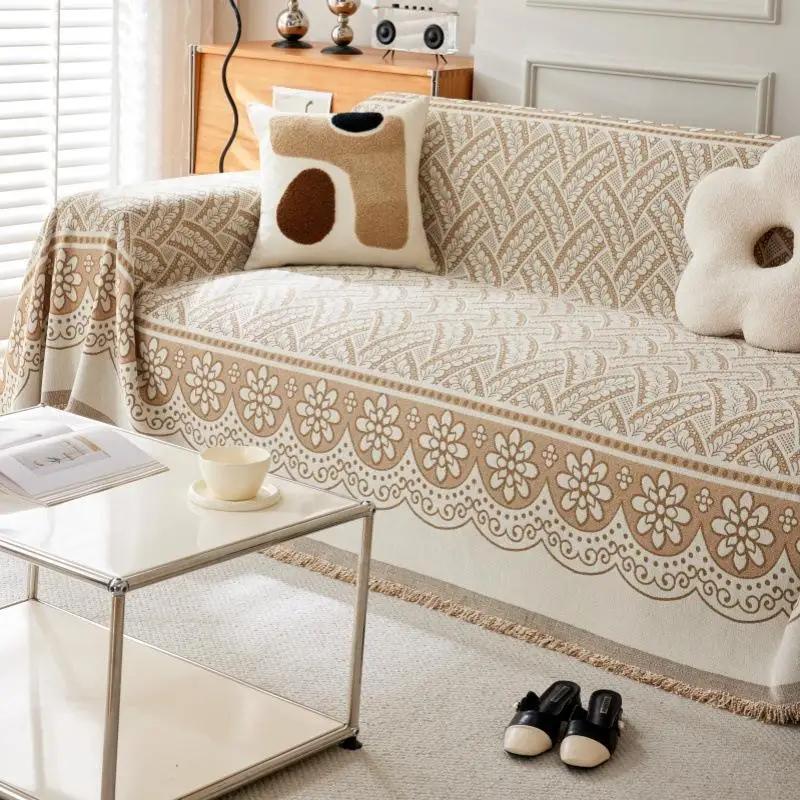 1pcs Simple Soft Chenille Sofa Cover Dustproof and Anti Slip Furniture Mat for Living Room Couch Towel with Tassels Home Decor