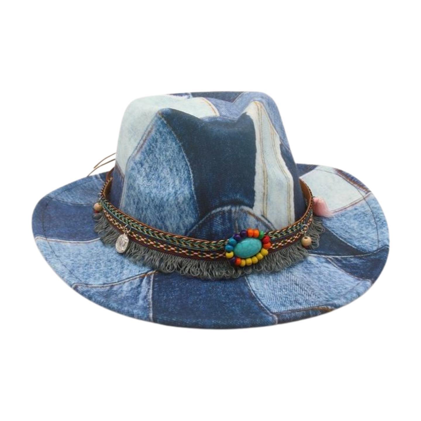 Премиальные Тибетские Аксессуары Шляпа Джаз Ковбойская Шляпа Солнцезащитная Цилиндр [heart top] one size fits all