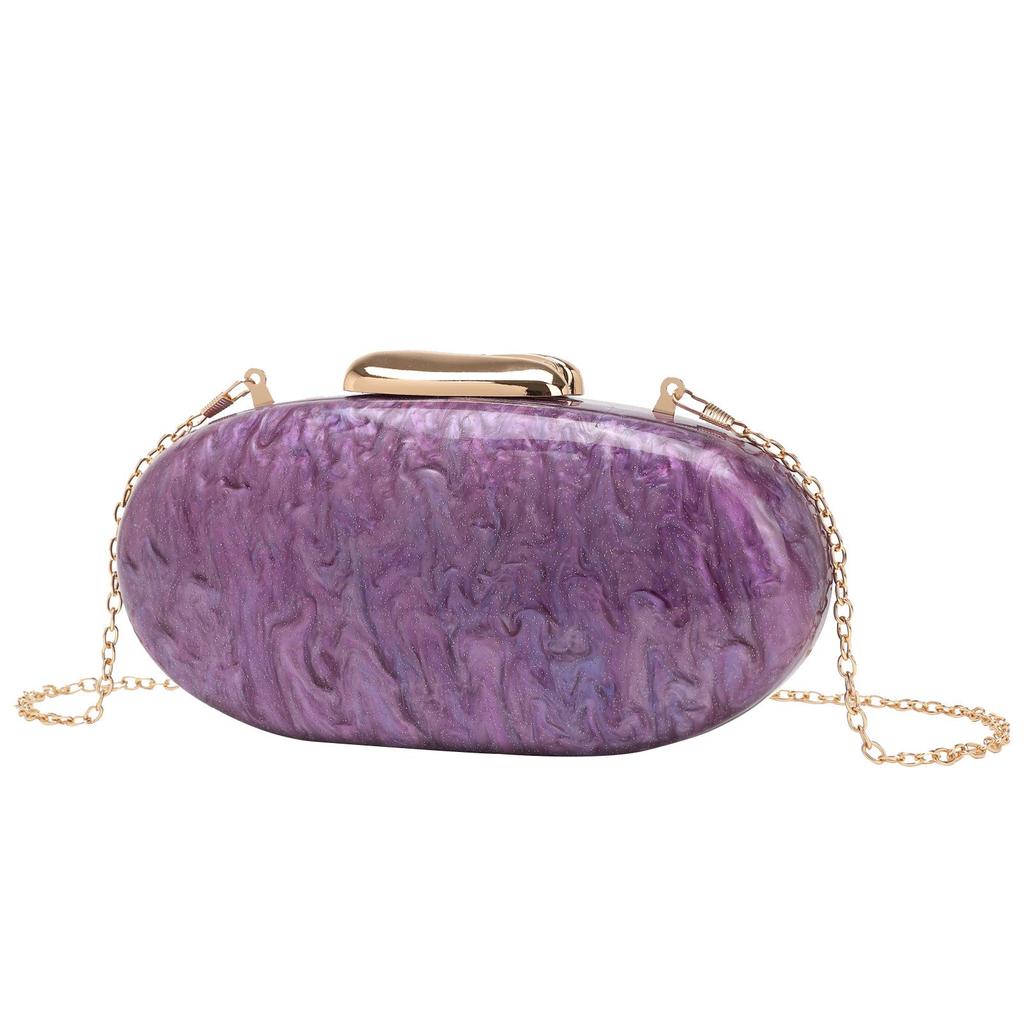 2024 Women's Oval Shell Acrylic Evening Bag with Chain Strap