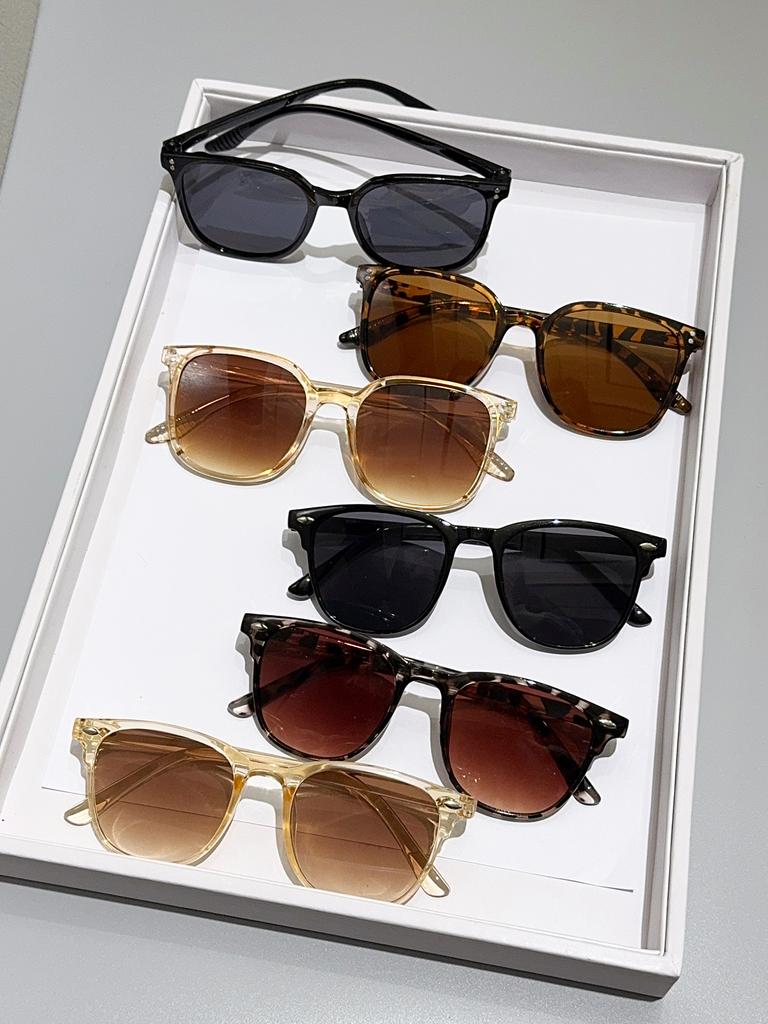 6Pcs Fashionable Square Frame Sunglasses, Suitable for Both Men and Women, Simple Retro Style, Suitable for Daily Wear and Drivi