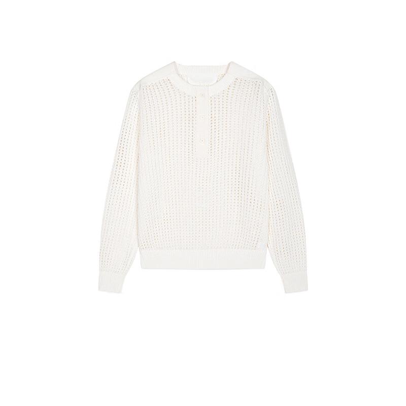 LESS 2025 Spring Cotton Blend Collarless Long Sleeve Sweater