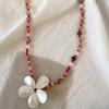 [Shell Blossom] Vtage Vintage Colored Beaded Shell Flower Necklace Retro Simple Versatile Necklace