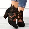 Lace Mesh Super High Heel Color Blocking Sandal Boots Female Round Head Thick Heel Short Boots