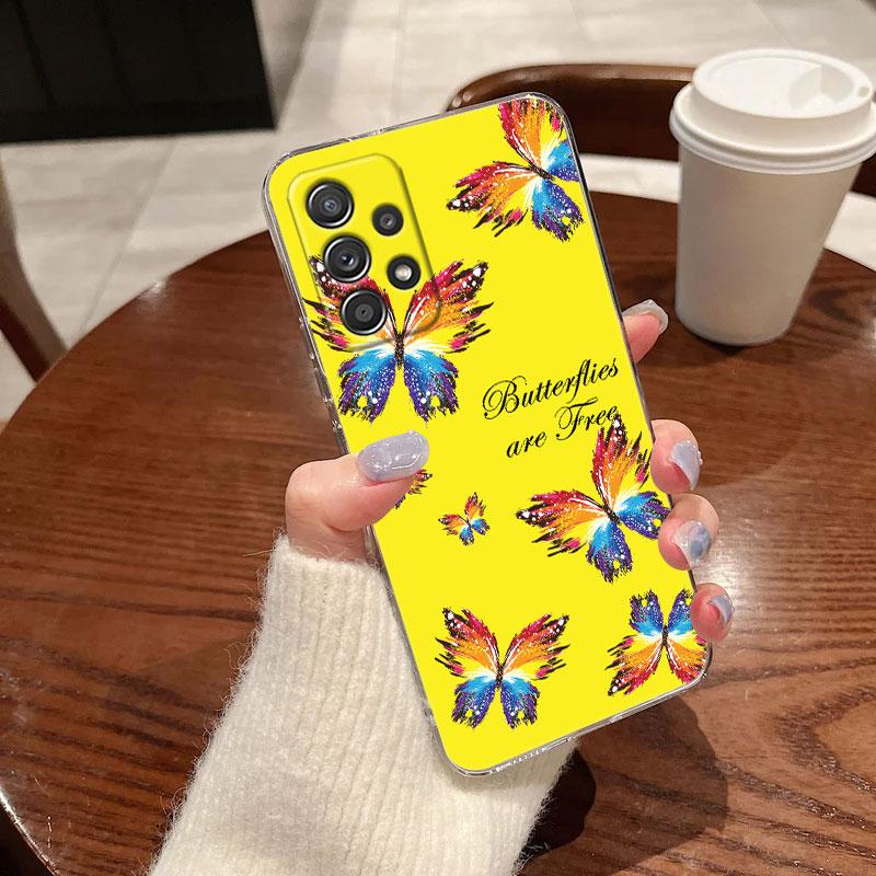 Pink Butterfly Clear Soft Phone Case For Samsung Galaxy A56 A57 A37 A55 A54 A36 A35 A26 A25 A16 A17 A07 A52 A34 A53 A21s Cover