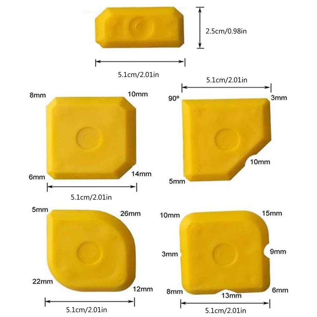 5 Pack Caulking Scraper Set for Bathroom Kitchen Floor Window Sink Joint Sealant Grout Finishing Tool