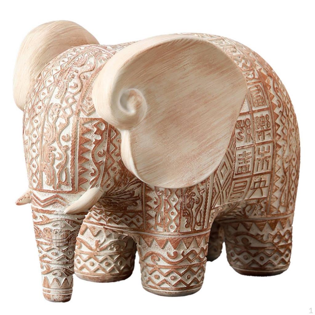 Elephant Figurine AntiqueStyle Statue Carveddecoration for Homeowners, Collectors, Living