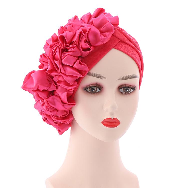 2022 New Design Women African Turban Headwraps Fashion Plain Auto Gele Discoid Flowers Cap Bonnet Hijab